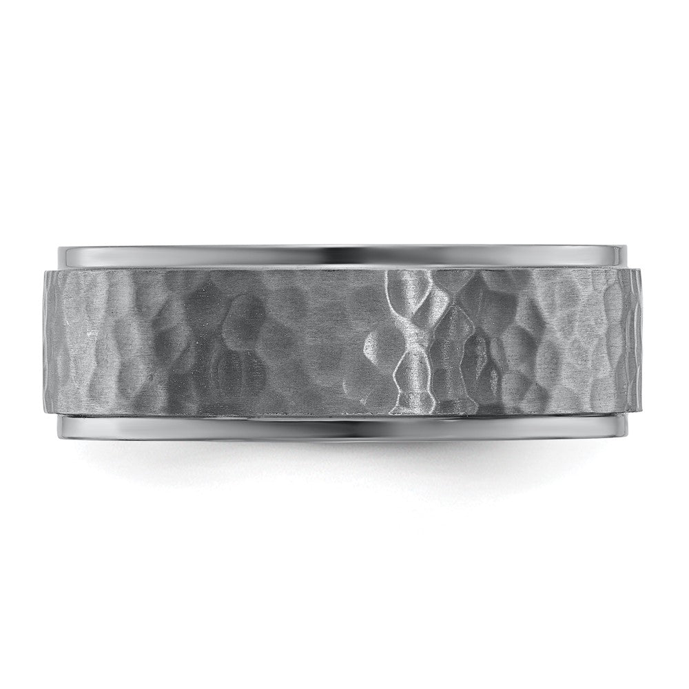 Tantalum Brushed and Polished Hammered Center 8mm Beveled Edge Band Ring