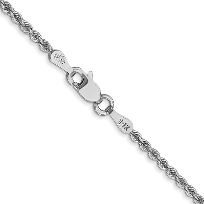 14K White Gold 2mm Regular Rope Chain 16"