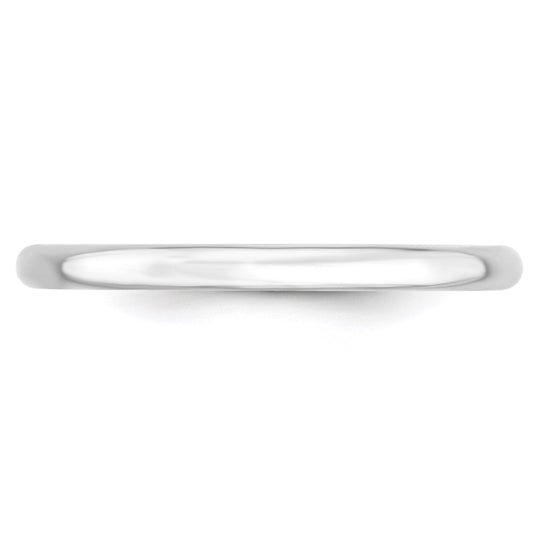 14k White Gold 2mm Lightweight Comfort Fit Wedding Band Ring