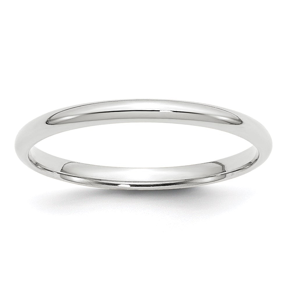 14k White Gold 2mm Lightweight Comfort Fit Wedding Band Ring
