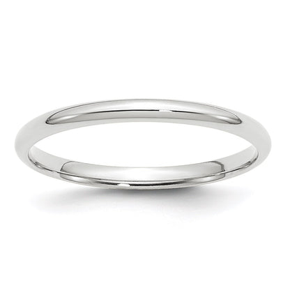 14k White Gold 2mm Lightweight Comfort Fit Wedding Band Ring