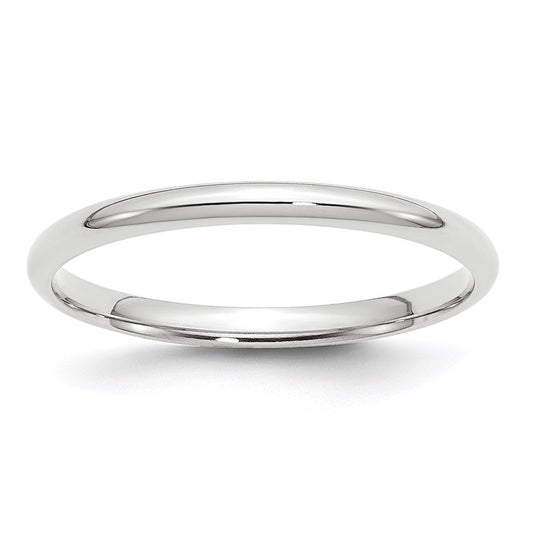 14k White Gold 2mm Lightweight Comfort Fit Wedding Band Ring