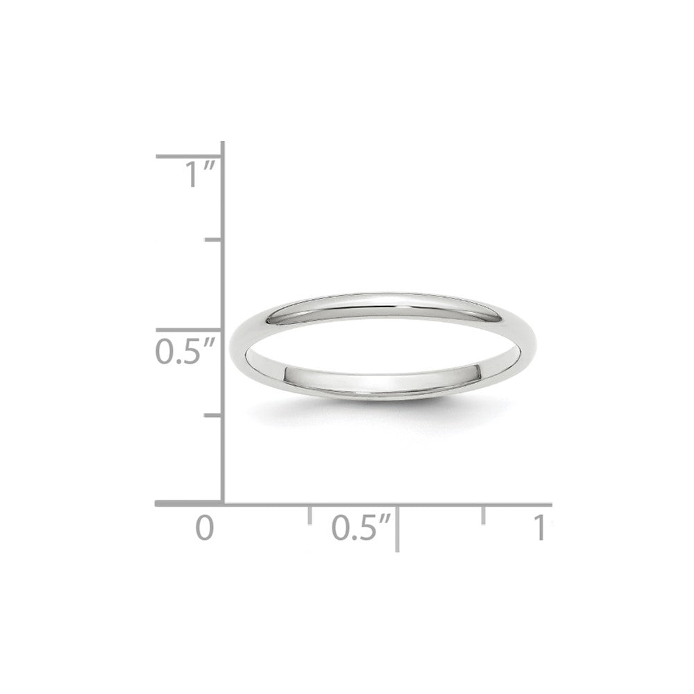 14k White Gold 2mm Half-Round Wedding Band Ring