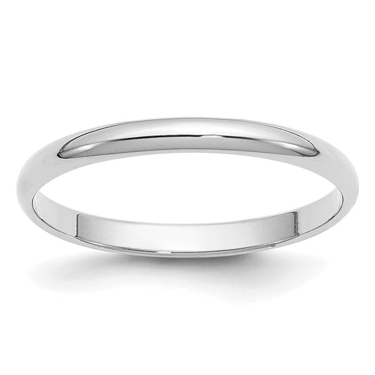14k White Gold 2mm Half-Round Wedding Band Ring