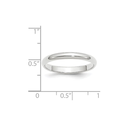 14k White Gold 2mm Half-Round Wedding Band Ring