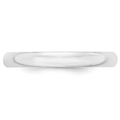 14k White Gold 3mm Lightweight Half Round Wedding Band Ring