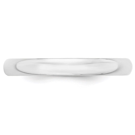 14k White Gold 3mm Lightweight Half Round Wedding Band Ring