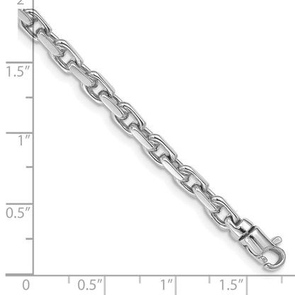 14K White Gold 4.2mm Hand Polished Fancy Link Bracelet 8.25 inch with Lobster Clasp
