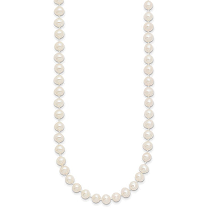 10k Yellow Gold 7-8mm White Near-Round Freshwater Cultured Pearl Necklace