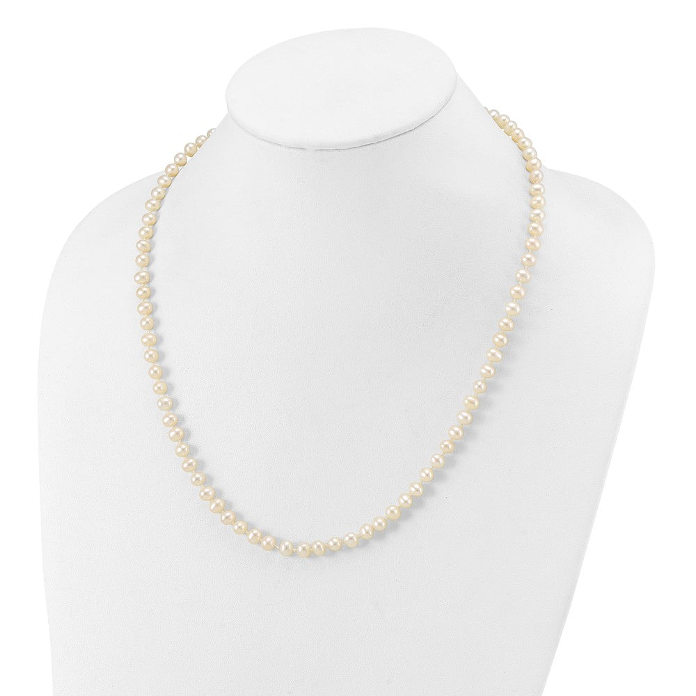 10k Yellow Gold 7-8mm White Near-Round Freshwater Cultured Pearl Necklace
