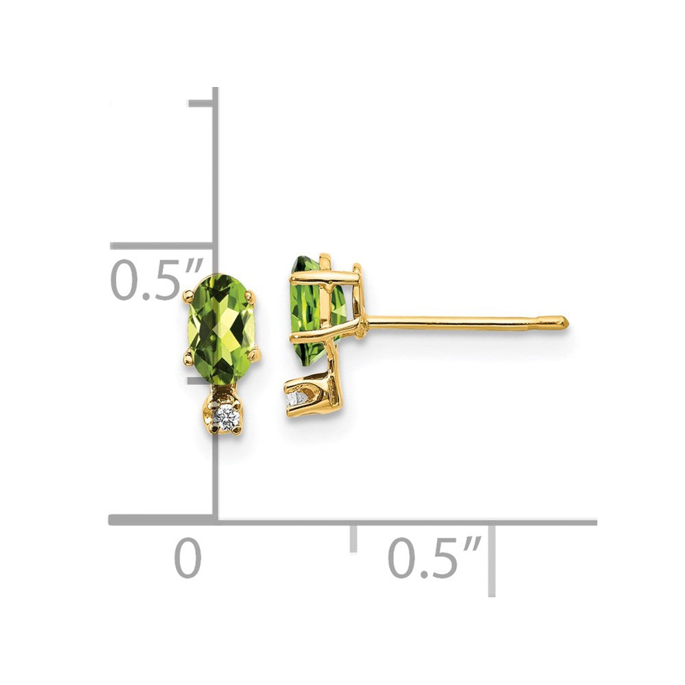 14k Yellow Gold Diamond & Peridot Birthstone Stud Earrings