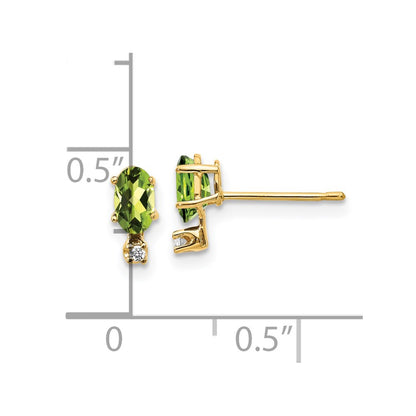 14k Yellow Gold Diamond & Peridot Birthstone Stud Earrings