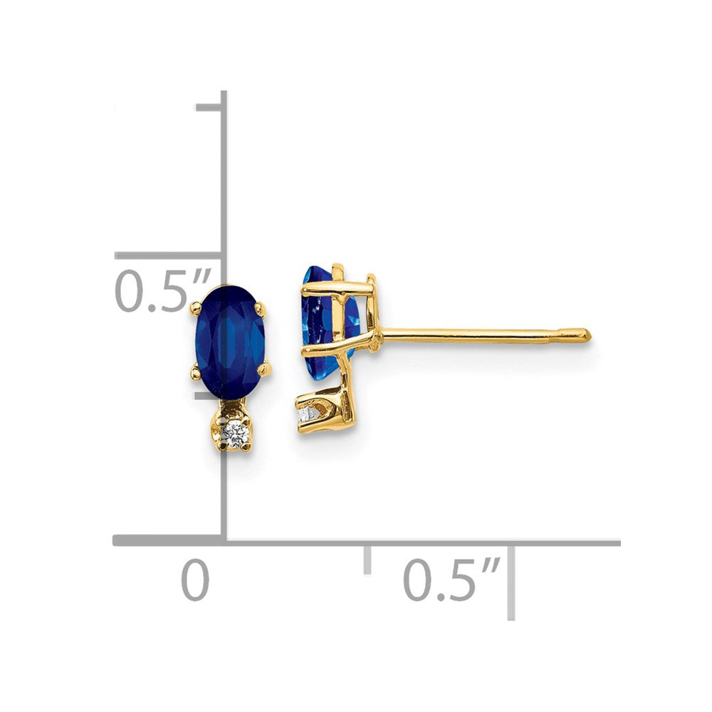 14k Gold Diamond & Sapphire Birthstone Stud Earrings