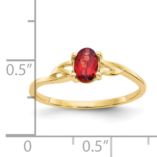 14k Yellow Gold Garnet Birthstone Solitaire Ring