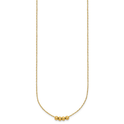 14k Yellow Gold Beaded Necklace 18"