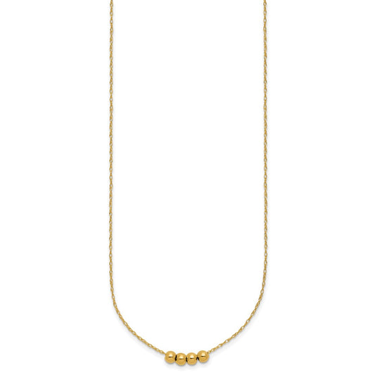 14k Yellow Gold Beaded Necklace 18"