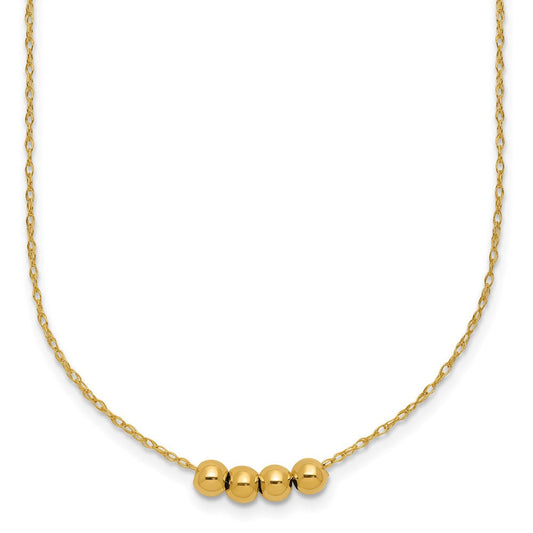 14k Yellow Gold Beaded Necklace 18"