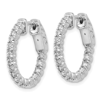 1 Ct Round Diamond Hoop Earrings with Safety Clasp in 14k Gold