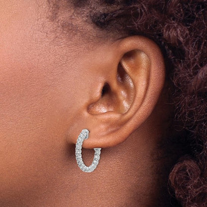 1 Ct Round Diamond Hoop Earrings with Safety Clasp in 14k Gold