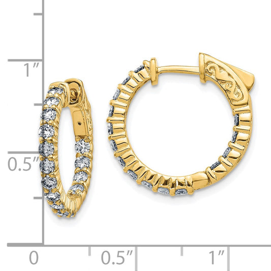 14k Yellow Gold 1.5ct Moissanite Hoop Earrings Safety Clasp