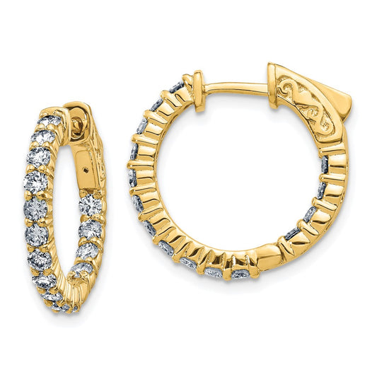 14k Yellow Gold 1.5ct Moissanite Hoop Earrings Safety Clasp