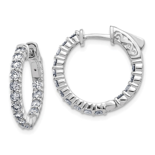 14k White Gold 1.5ct Moissanite Hoop Earrings  w/ Safety Clasp
