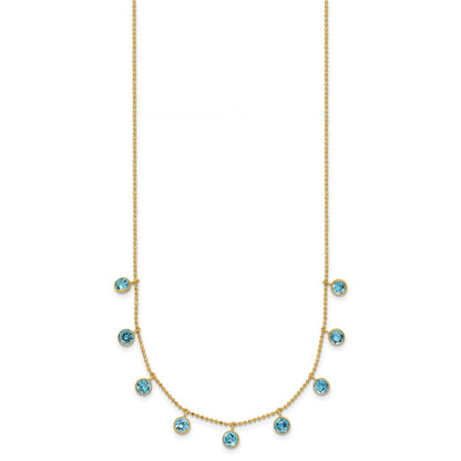14k Yellow Gold Blue Topaz Necklace 18"