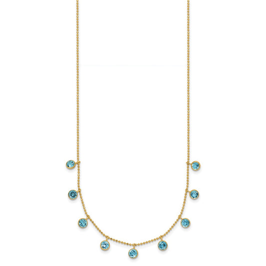 14k Yellow Gold Blue Topaz Necklace 18"