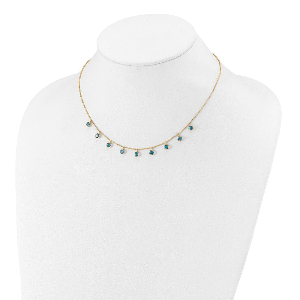 14k Yellow Gold Blue Topaz Necklace 18"