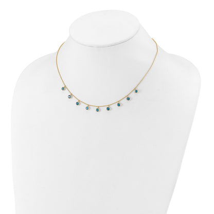 14k Yellow Gold Blue Topaz Necklace 18"