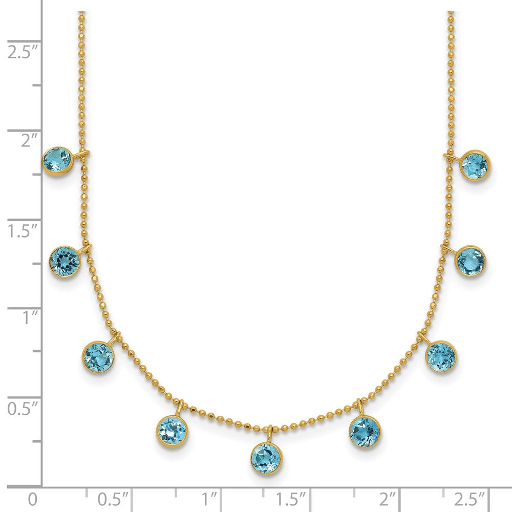 14k Yellow Gold Blue Topaz Necklace 18"