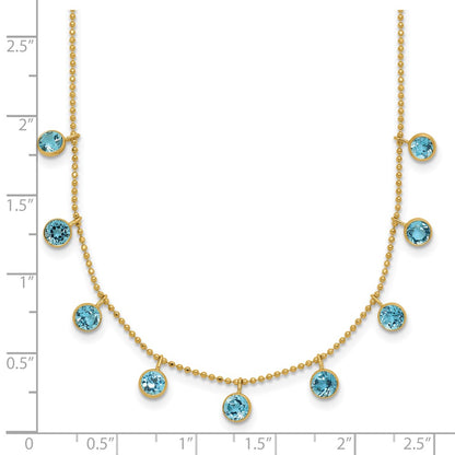 14k Yellow Gold Blue Topaz Necklace 18"