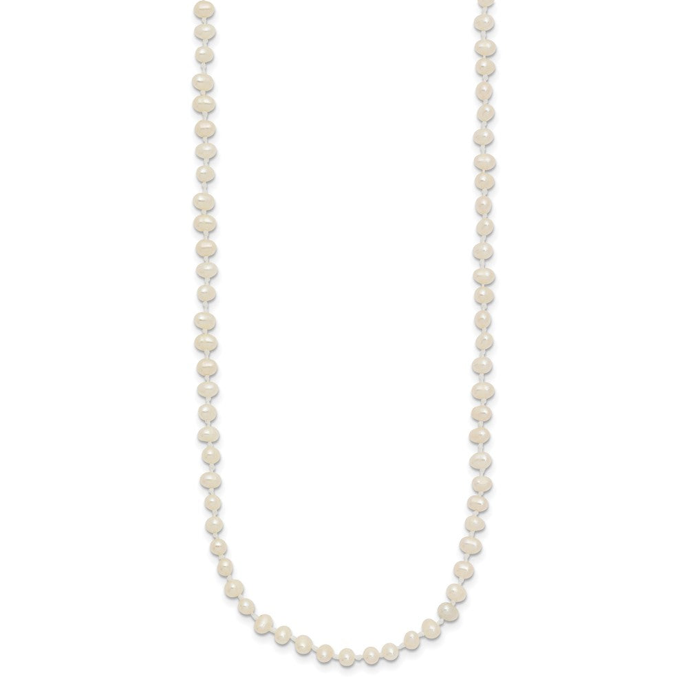 14k Yellow Gold 3-4mm White Semi-Round Freshwater Cultured Pearl Necklace 16 In