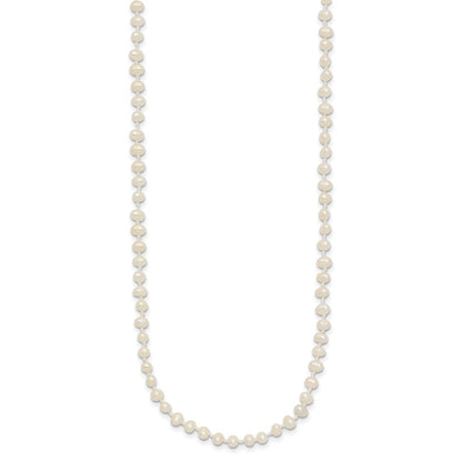 14k Yellow Gold 3-4mm White Semi-Round Freshwater Cultured Pearl Necklace 16 In