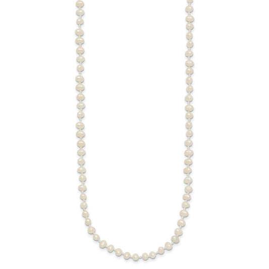 14k Yellow Gold 3-4mm White Semi-Round Freshwater Cultured Pearl Necklace 16 In