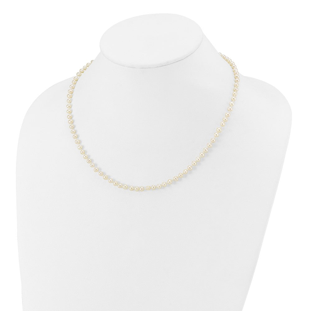 14k Yellow Gold 3-4mm White Semi-Round Freshwater Cultured Pearl Necklace 16 In