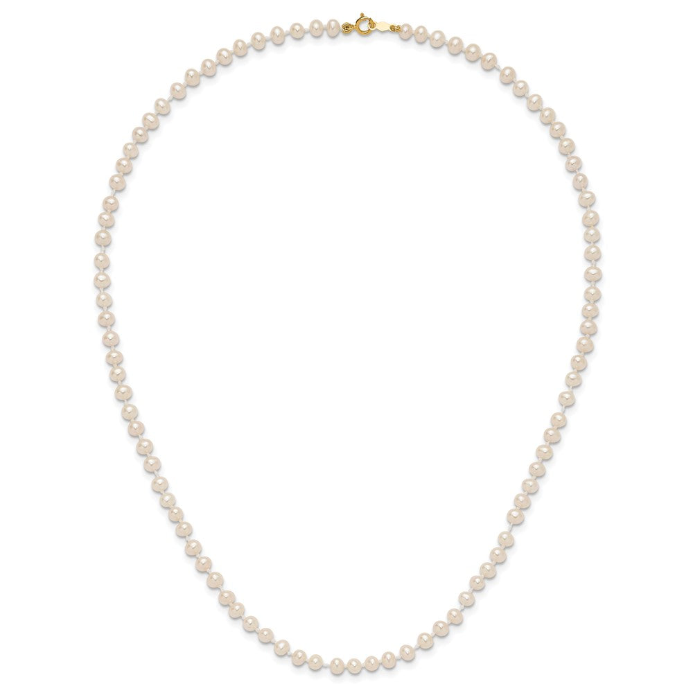 14k Yellow Gold 3-4mm White Semi-Round Freshwater Cultured Pearl Necklace 16 In