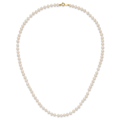 14k Yellow Gold 3-4mm White Semi-Round Freshwater Cultured Pearl Necklace 16 In