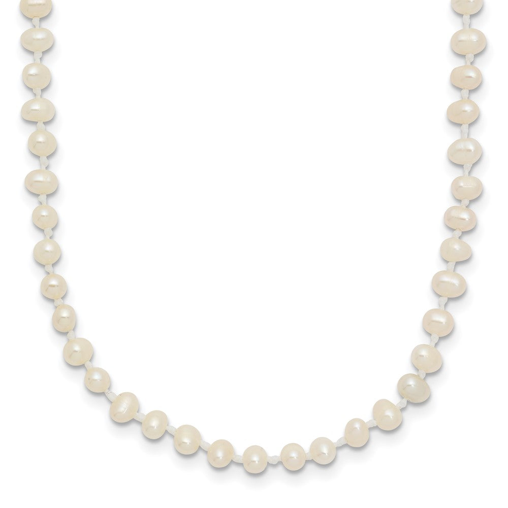 14k Yellow Gold 3-4mm White Semi-Round Freshwater Cultured Pearl Necklace 16 In