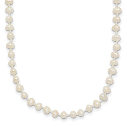 14k Yellow Gold 3-4mm White Semi-Round Freshwater Cultured Pearl Necklace 16 In