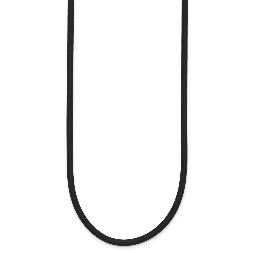 14k Yellow Gold Yellow Clasp 3mm Black Rubber Cord Necklace