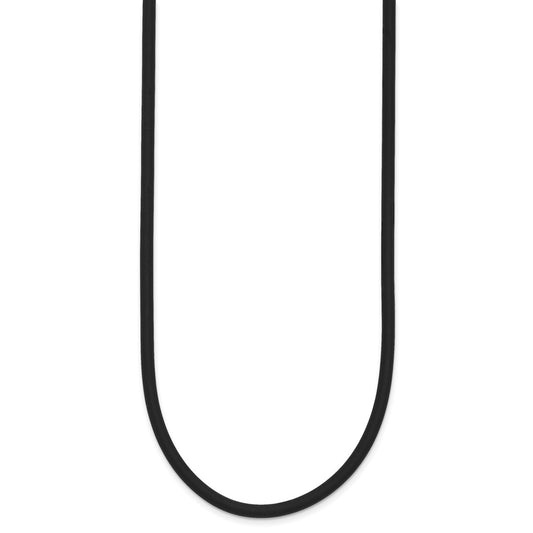 14k Yellow Gold Yellow Clasp 3mm Black Rubber Cord Necklace