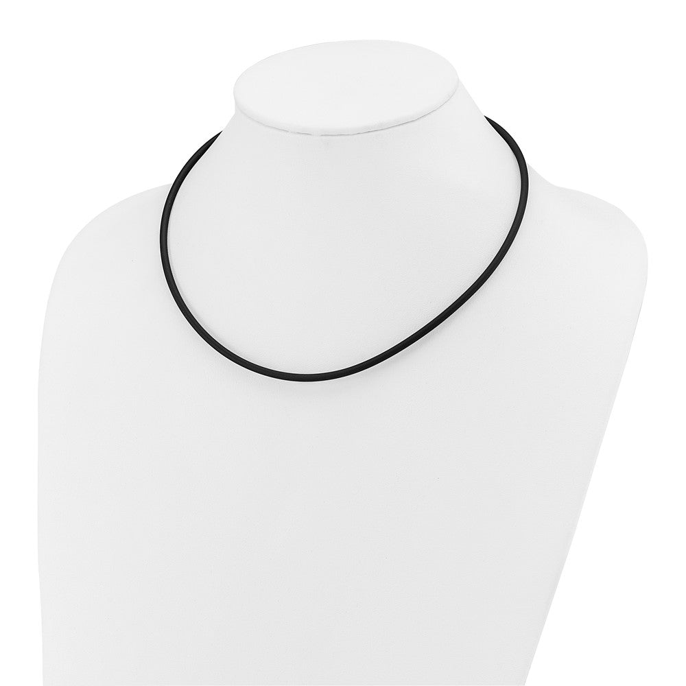 14k Yellow Gold Yellow Clasp 3mm Black Rubber Cord Necklace