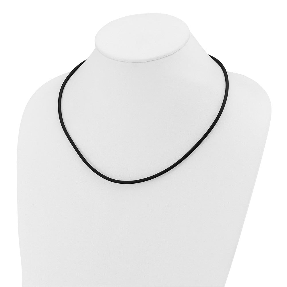 14k Yellow Gold Yellow Clasp 3mm Black Rubber Cord Necklace