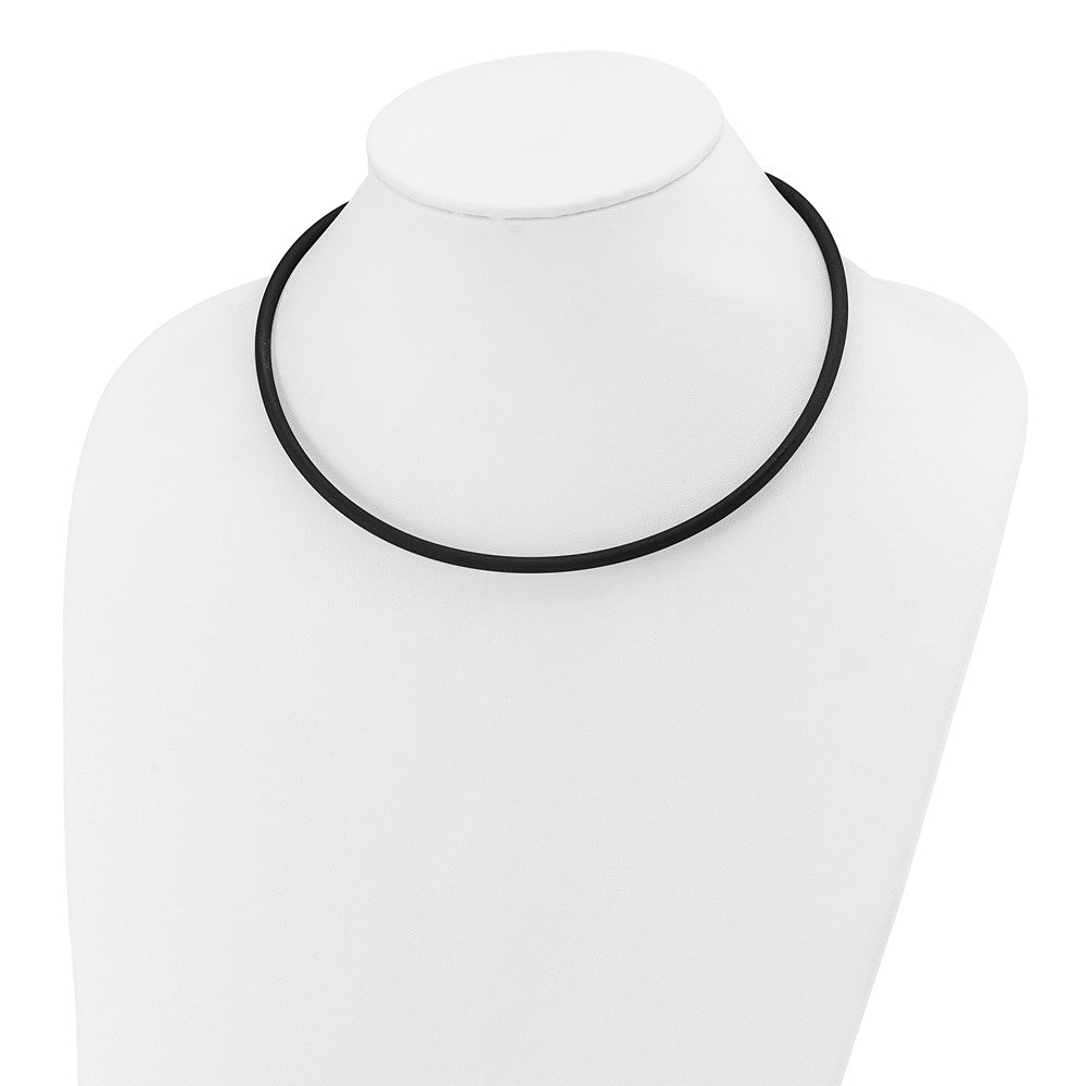 14k Yellow Gold Yellow Clasp 4mm Black Rubber Cord Necklace