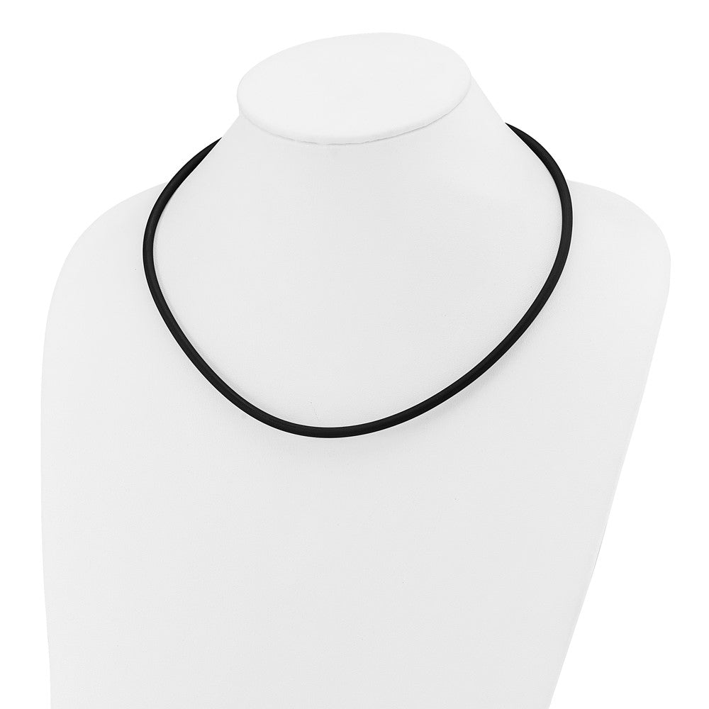 14k Yellow Gold Yellow Clasp 4mm Black Rubber Cord Necklace