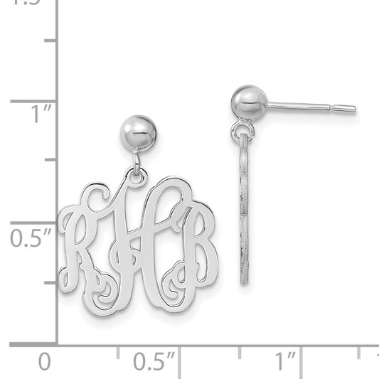 Brass Rhodium-plated Monogram Earrings