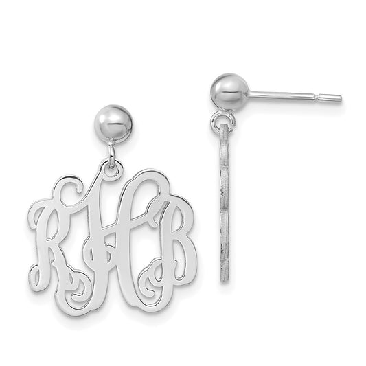 Brass Rhodium-plated Monogram Earrings