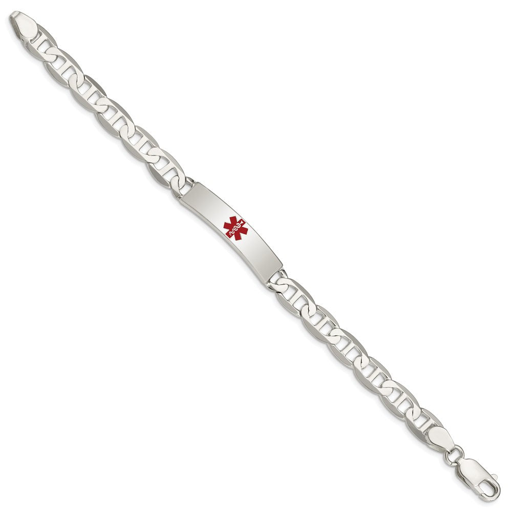 925 Sterling Silver 8mm Polished Medical Anchor Link ID Bracelet 7.5 inch