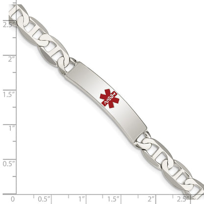 925 Sterling Silver 8mm Polished Medical Anchor Link ID Bracelet 7.5 inch